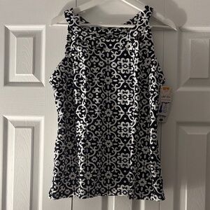 Lulu-B UPF 50+ Black & White Patterned Women’s Tank Top